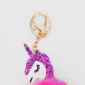 Cute Rainbow Unicorn Keychain Soft Faux Fur Ball Keyring Bag Hanging Pendant